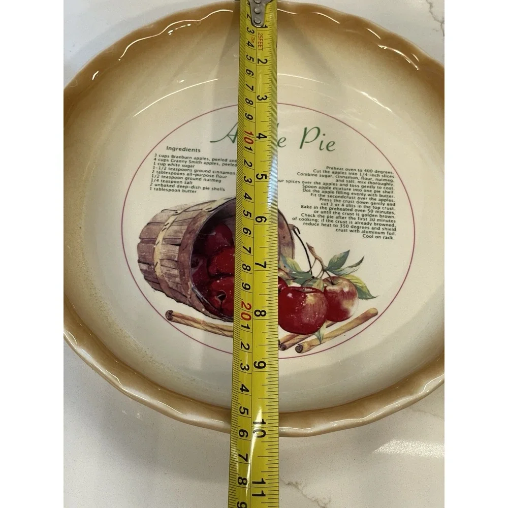 Nantucket Apple Pie Baking Plate Recipe Pie Dish Scalloped Edge 10